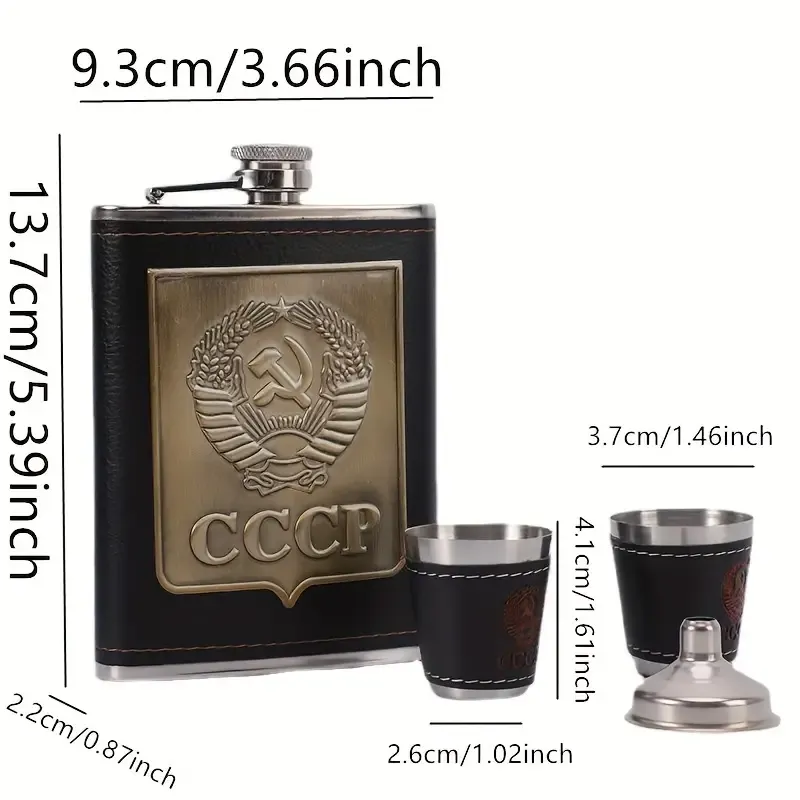 1 Set, Portable Flask Set, Stainless Steel Flagon With 2 Cups, Stainless Steel Alcohol Hip Flask, Whiskey Wine Bottle Funnel Cups Kit, Portable Wine Set For Camping Picnic