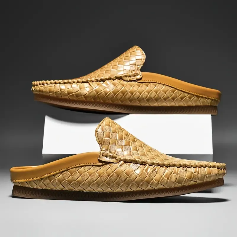 Men's Trendy Solid Colour Hollow Out Mule Shoes, Comfy Non Slip Casual Slippers For Men's Outdoor Activities