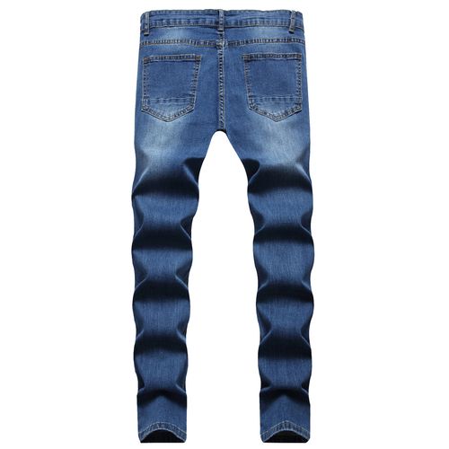 Men's Casual Skinny Fit Jeans, Ripped And Distressed Design, Men's Versatile Street Style Denim Pants For All Seasons