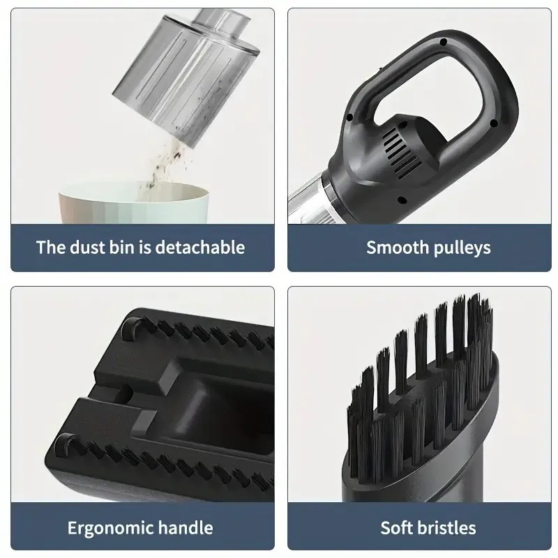 Ultra-Powerful Cordless Handheld Vacuum Cleaner - Lightweight, Portable Design with Strong Suction & High Efficiency for Home and Car Use