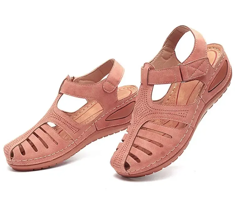Women's Wedge Heeled Sandals, Platform Solid Color Ankle Strap Round Toe Sandals, Women's Summer Shoes