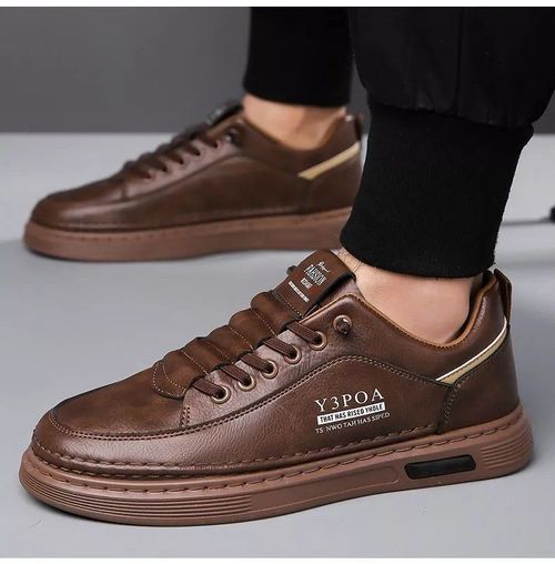 Men's brown breathable leather shoes