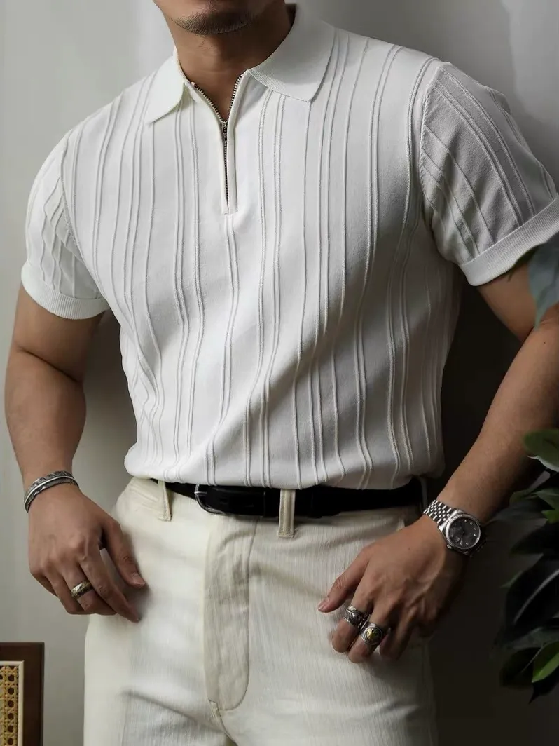 Men's style fitted top for elegant business casual wear - T-shirt