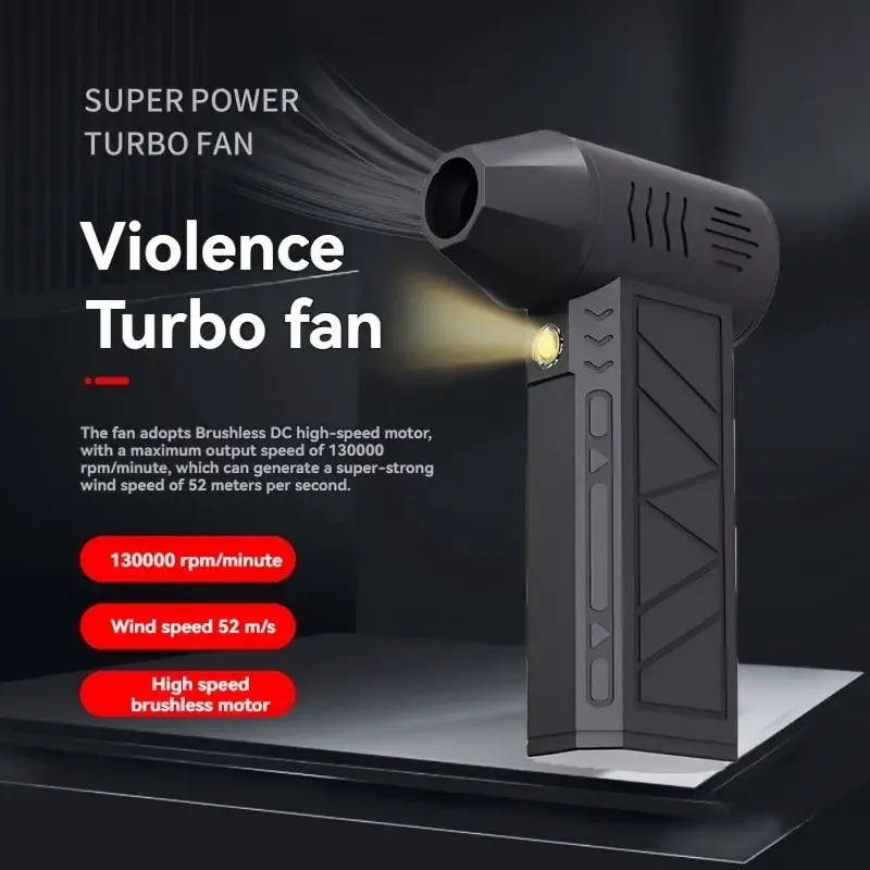 Ultra-Powerful Handheld Fan - 130,000 RPM, USB Rechargeable, Multi-Use for Dust, Snow, BBQ, Pet Hair & Inflation