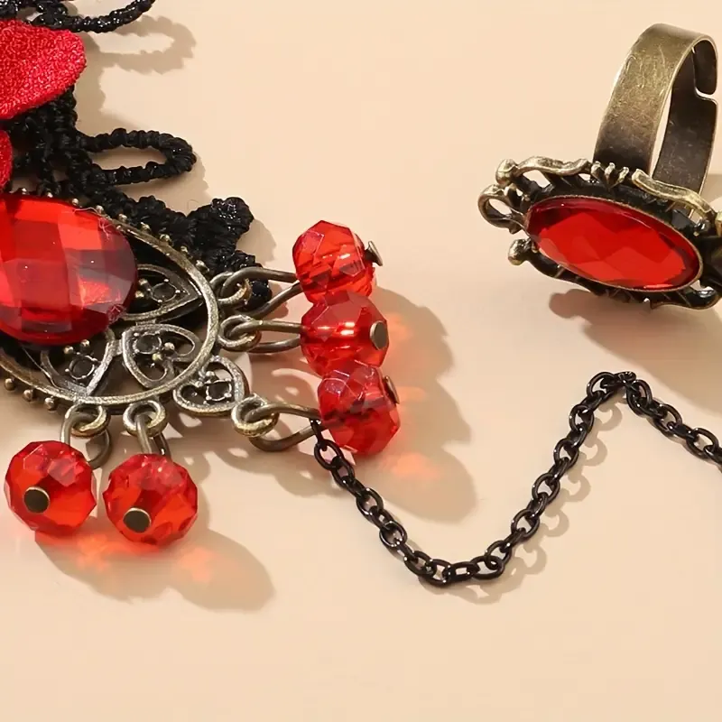 Vintage Halloween Red Rose