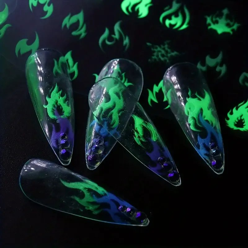 Fluorescent flame transfer nail paper