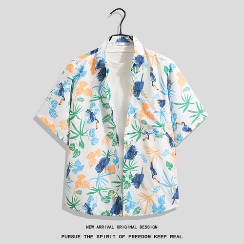Ice Silk Beach suit, men's short-sleeved floral shirt, casual shorts