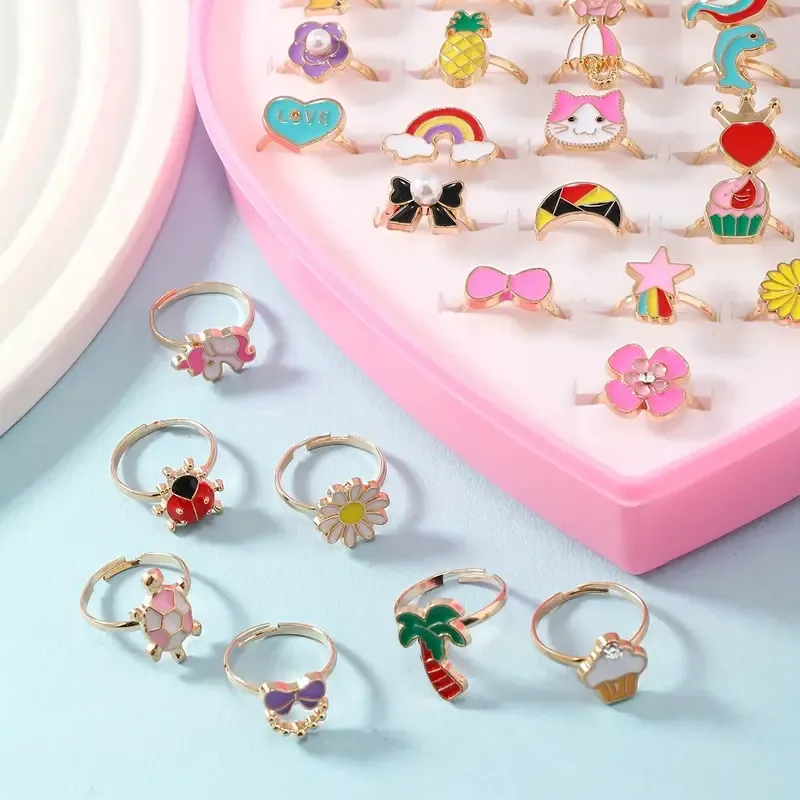 Vibrant Enamel Alloy Ring Collection