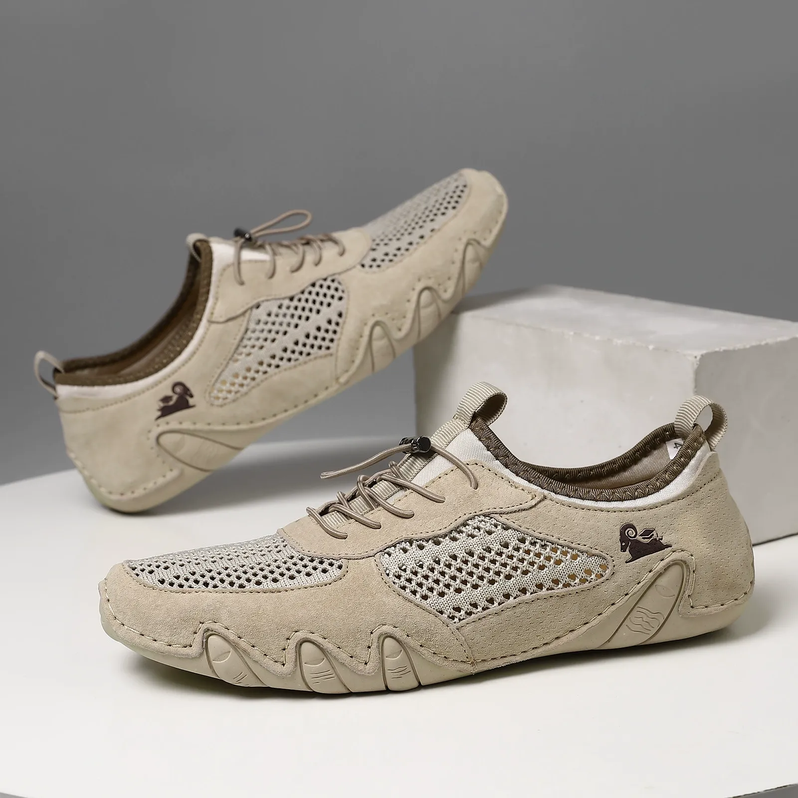 leather mesh shoes octopus men's shoes