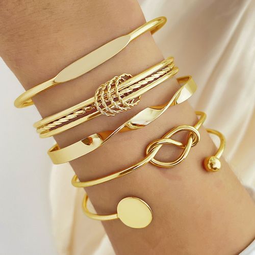 Geometric Round Glossy Alloy Bangles