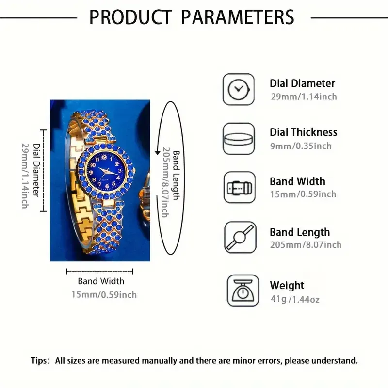 6 piece diamond watch and gemstone jewelry set