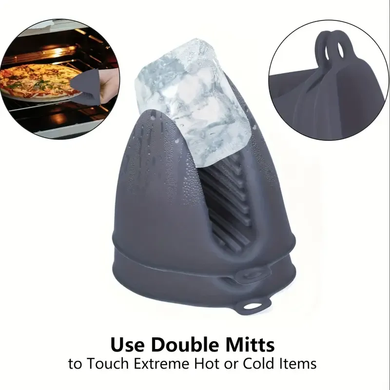 2 Pack Silicone Oven Mitts Pot Holders Sets For Kitchen Heat Resistant Small Kitchen Mittens Rubber Air Fryer Mitts Mini Pot Pinch Grip For Cooking & Baking