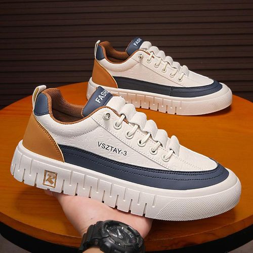 British leather casual sports shoes, thick-soled lazy loafers