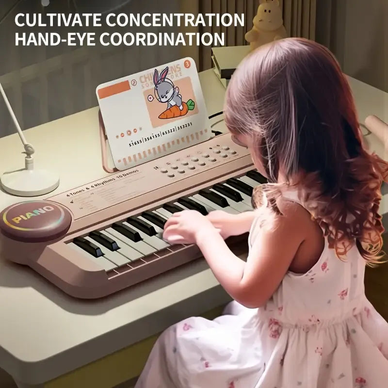 37-Key Red Piano Toy for Kids - Portable Electronic Organ with Music & Art Features, Vibrant Red Design, USB-Powered, 36V, Ideal for Girls & Universal, Musical Learning, Perfect Gift For Birthdays & Holidays, Piano For Kids