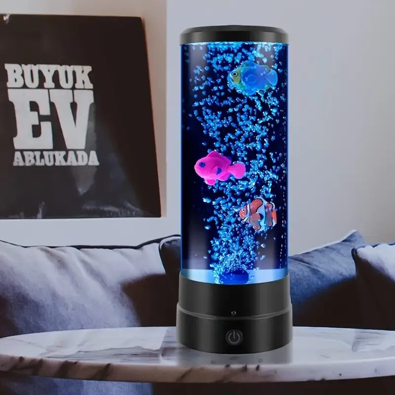 1pc LED Bubble Fish Lamp, Acrylic Art Decorative Bedroom Table Light, Stylish Bedside Night Lamp, Home Decor Gift With Remote Control