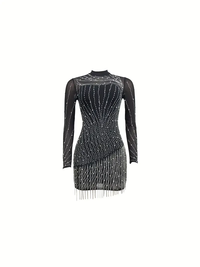 Stunning Rhinestone Mesh Dress