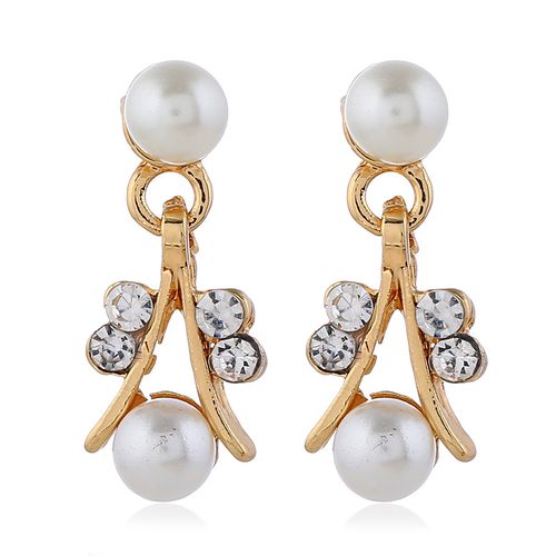 Elegant 14K Gold Plated Zinc Alloy Jewelry Set with Imitation Pearls - Sophisticated Necklace and Earrings for Women, Age 14+ - Timeless Fashion Ensemble