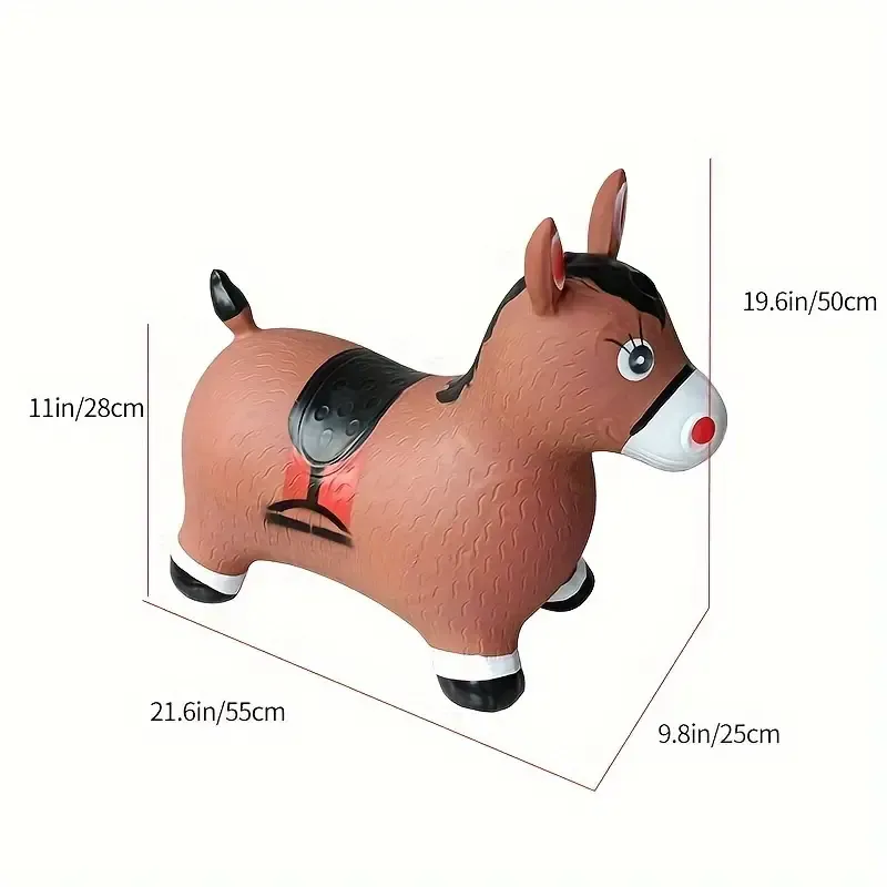Sustainable Inflatable Bouncy Horse Playset For Youngsters - Durable PVC, Tear-Resistant, Supports Up To 49.9KG - Perfect Outdoor Fun & Holiday Gift With Pump Included