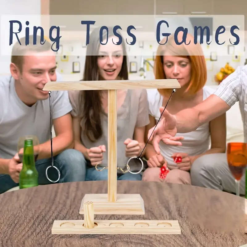 Wooden Hook And Toss Ring Game