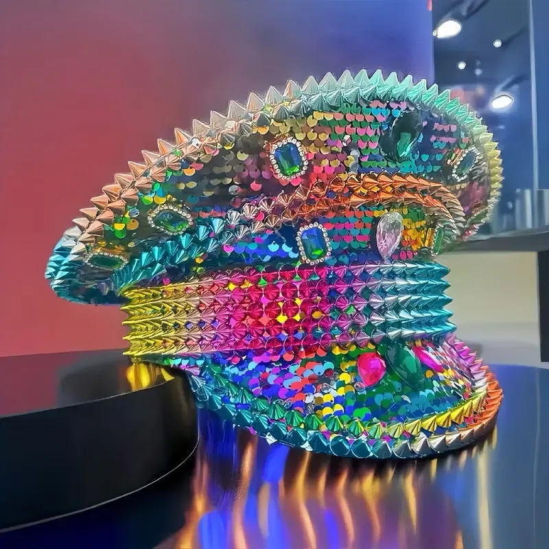 Fashionable Rhinestone Captain Hat