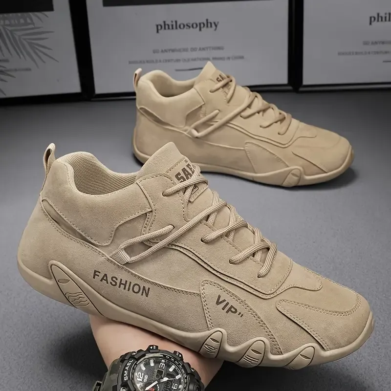 1pair Men'S Vintage Style Casual Sneakers - Low-Top Lace-Up Walking Shoes with Faux Upper, Rubber Sole, Fabric Lining, and EVA Insole for All Seasons