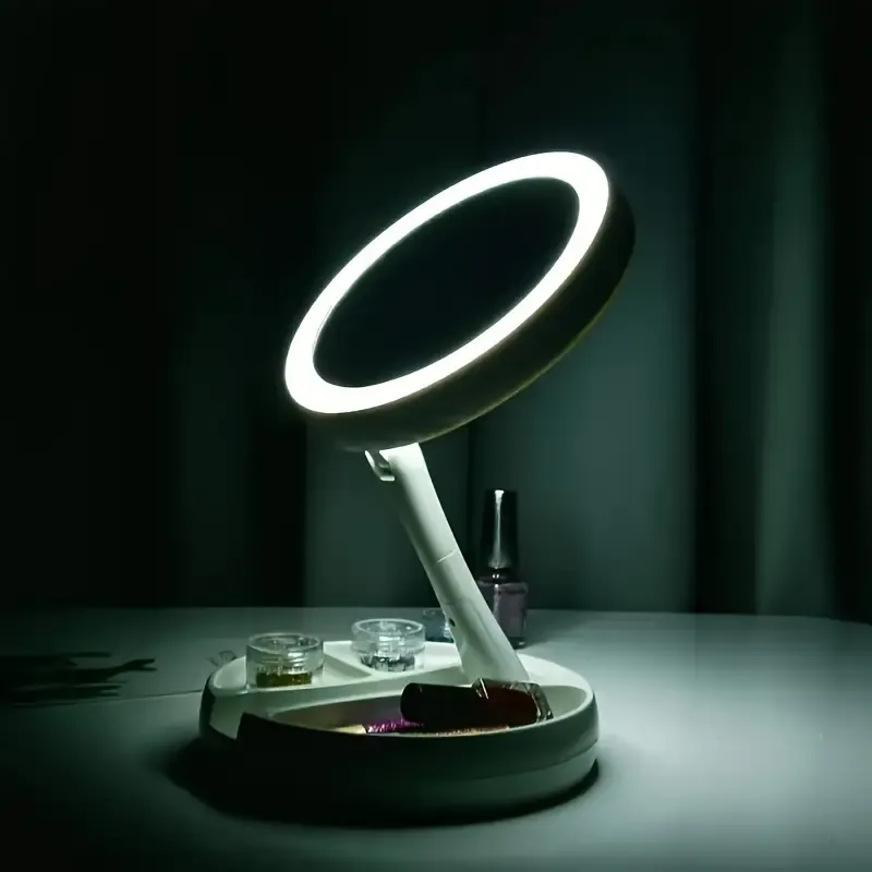 Foldable Vanity Mirror with Storage