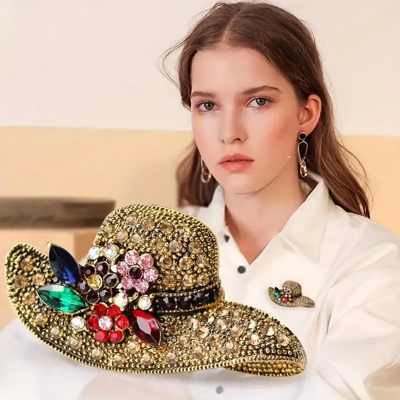 Vintage Style Hat Alloy Brooch Pin