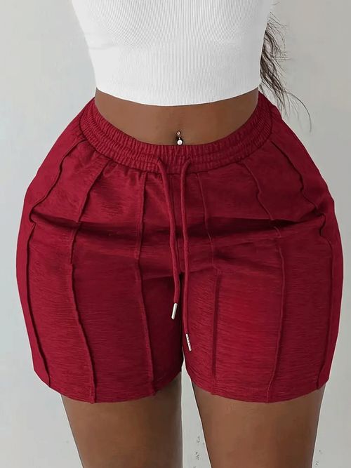 Breathable drawstring elastic waist shorts