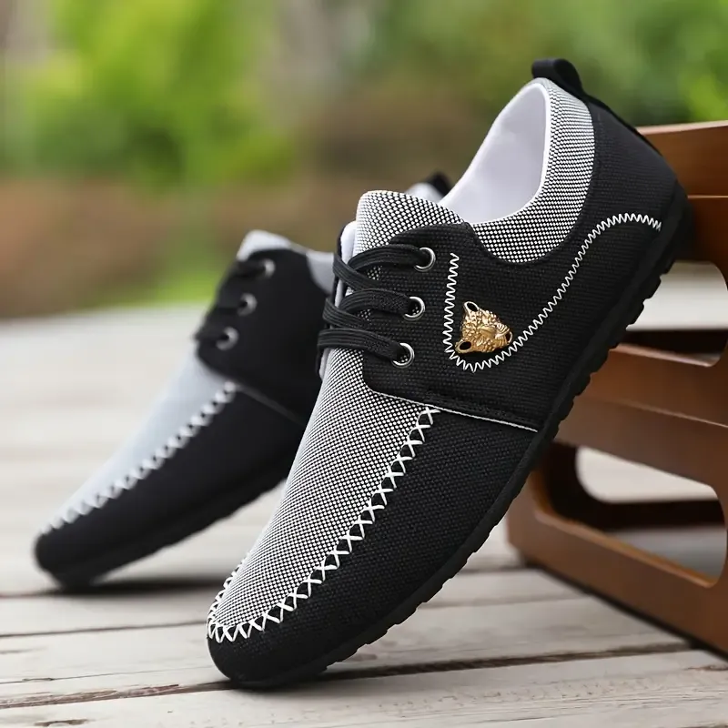 Men's Colour Block Business Style Business Shoes, Comfy Non Slip Casual Lace Up Dress Shoes For Men's Outdoor Activities