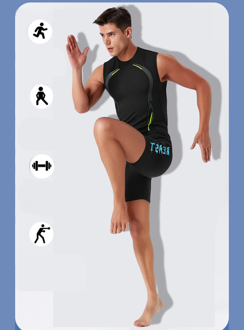 Quick-drying breathable sports vest and shorts, fitness running basketball training ice silk set