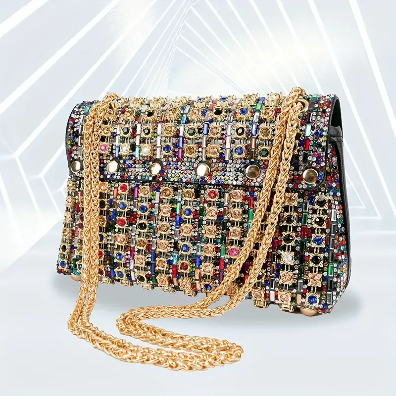 Colorful Rhinestone Crossbody Bag