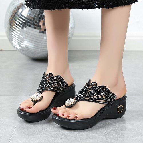 vacation wedge heel large size slippers