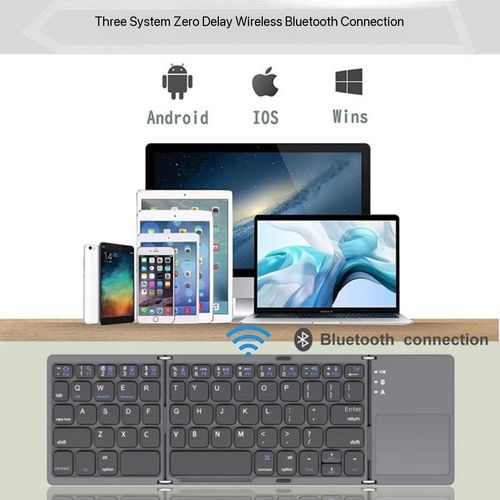 B033 Wireless Three Fold Keyboard For Computer Office Mute Ultra-thin Portable Keyboard Three System With Touchpad, Very Suitable For Android IOS Windows Mac And Other Systems