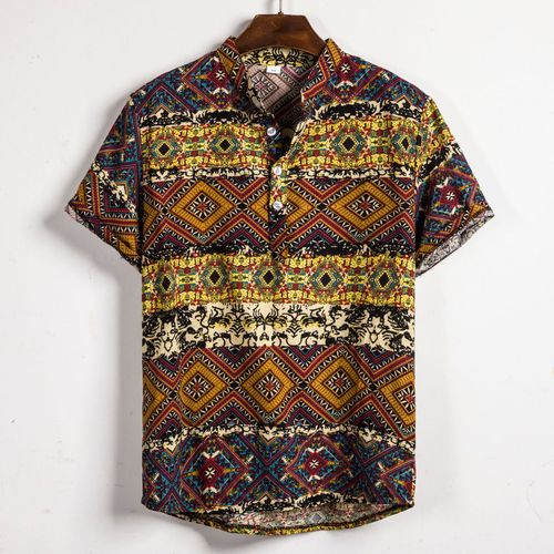 Men's floral short-sleeved shirt