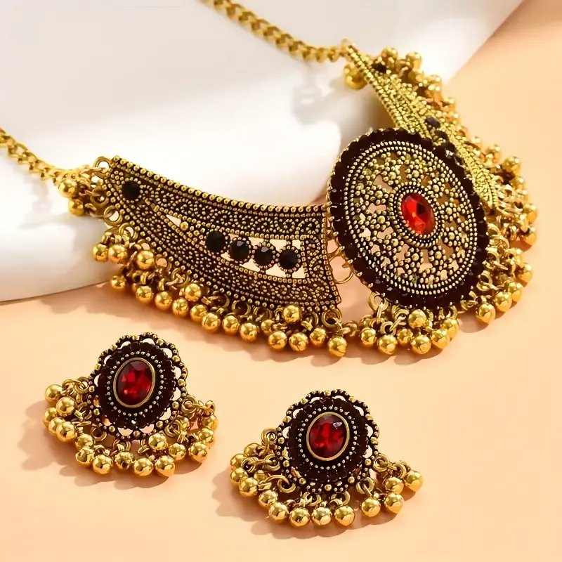 Earrings + necklace vintage jewelry set