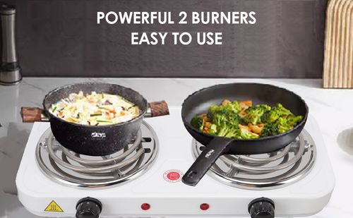 Electric Countertop Stove, 2000W Multifunctional 2 Portable Cooking Stove Electric Hot Plate Double for Home and Outdoor
