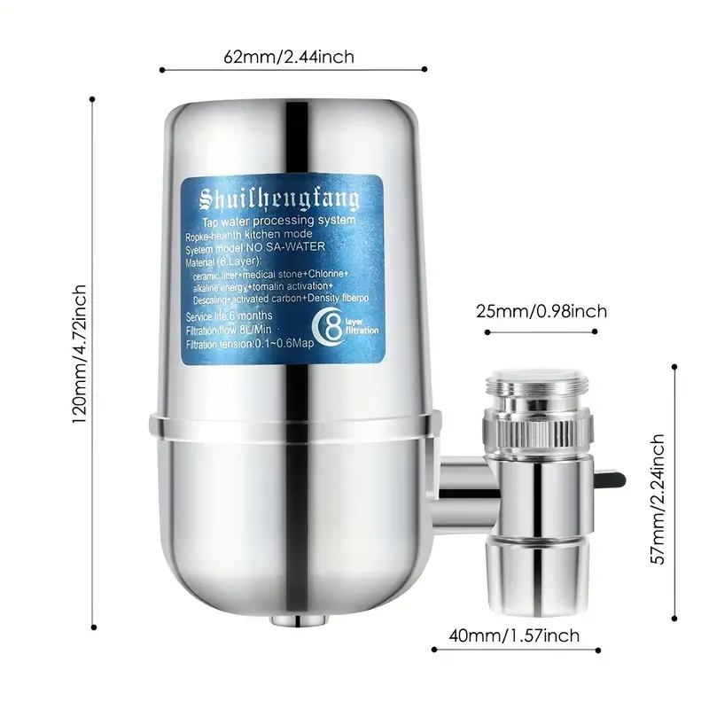 1pc Kitchen Faucet Water Filter - Electroplated, No Power Needed, Chlorine Reduction for Home & Dining