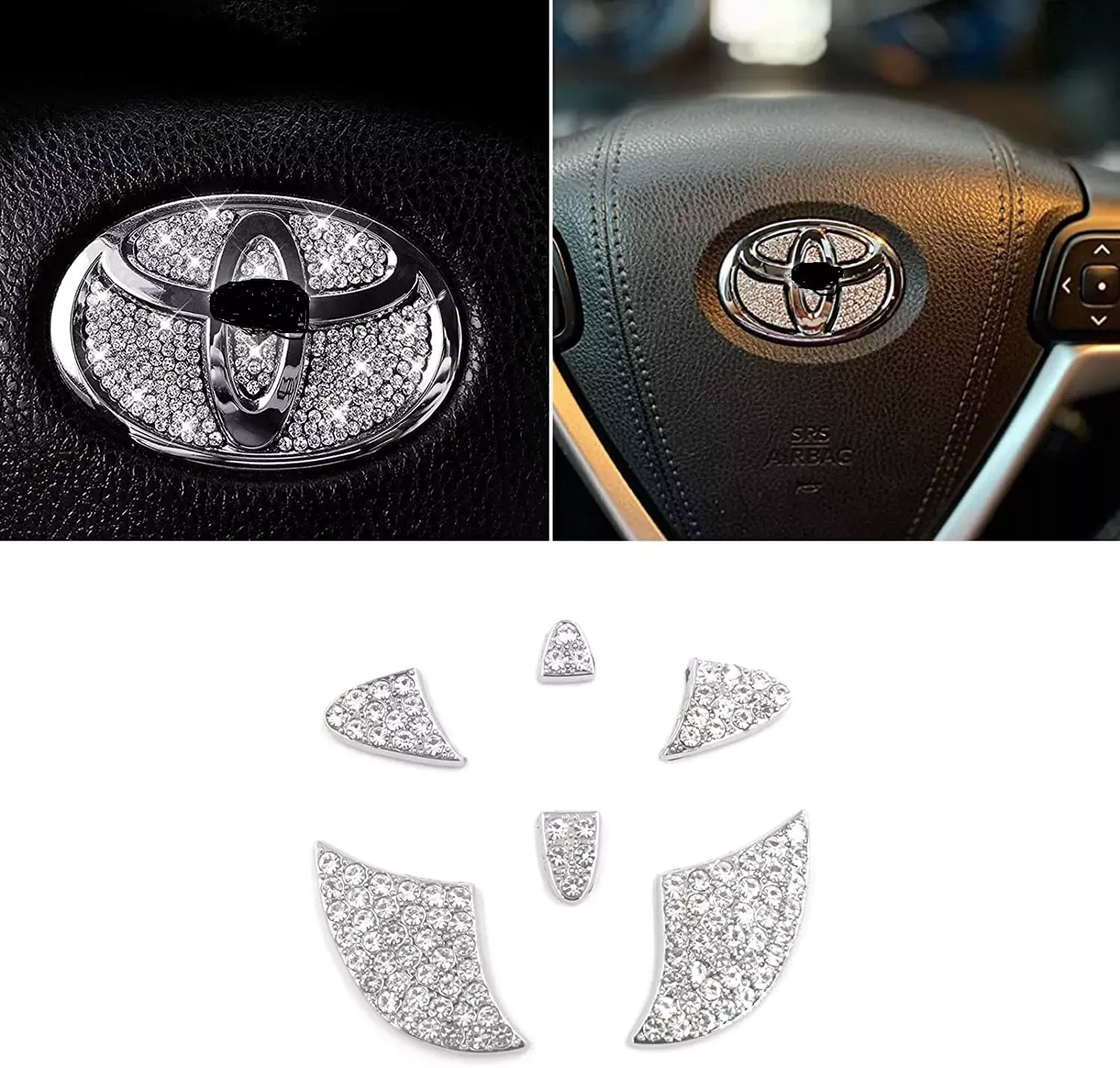 Steering Crystal Caps Compatible for Toyota Steering Emblem Badge Cover