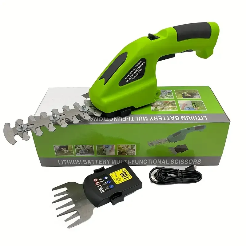 1pc Effortlessly Trim Your Lawn And Shrubs With This 7.2V 2-in-1 Electric Handheld Hedge Trimmer - Pruning Shears, Rechargeable Lithium-Ion Battery And Charger Included!