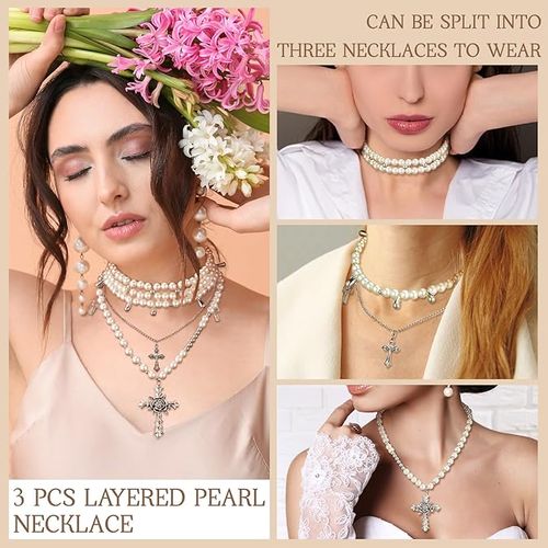 3 Pcs Layered Pearl Necklaces
