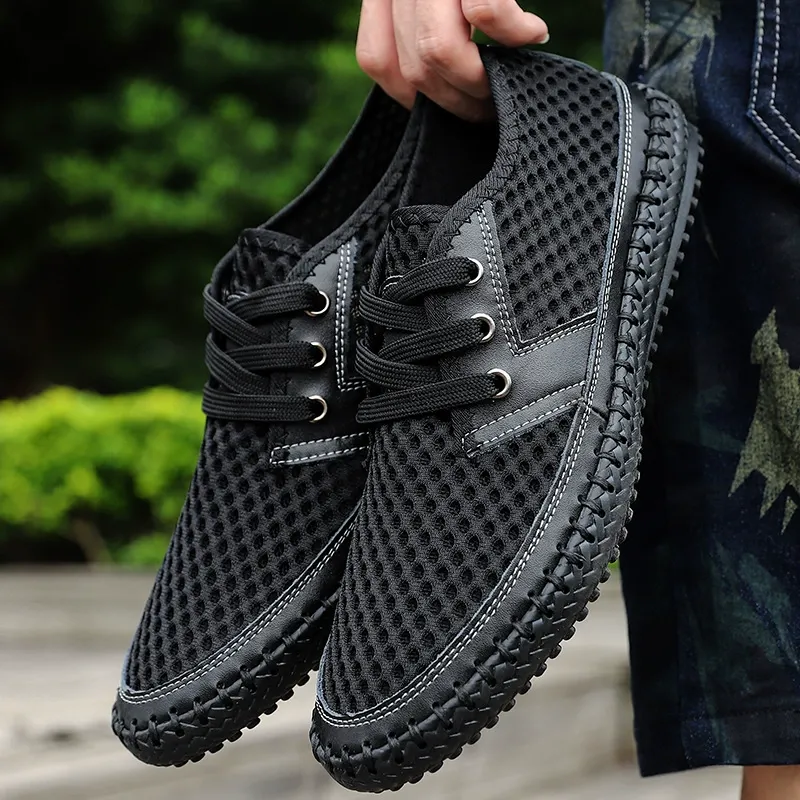 Large size trendy casual men's shoes men's foreign trade men's shoes breathable mesh shoes lazy shoes mesh shoes men