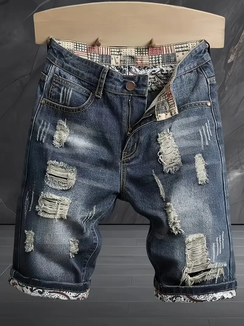 Men's Distressed Denim Shorts