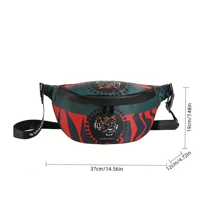 Fashion Casual Color Block Tiger Pattern Waist Bag Chest Bag Travel Sports Waist Bag