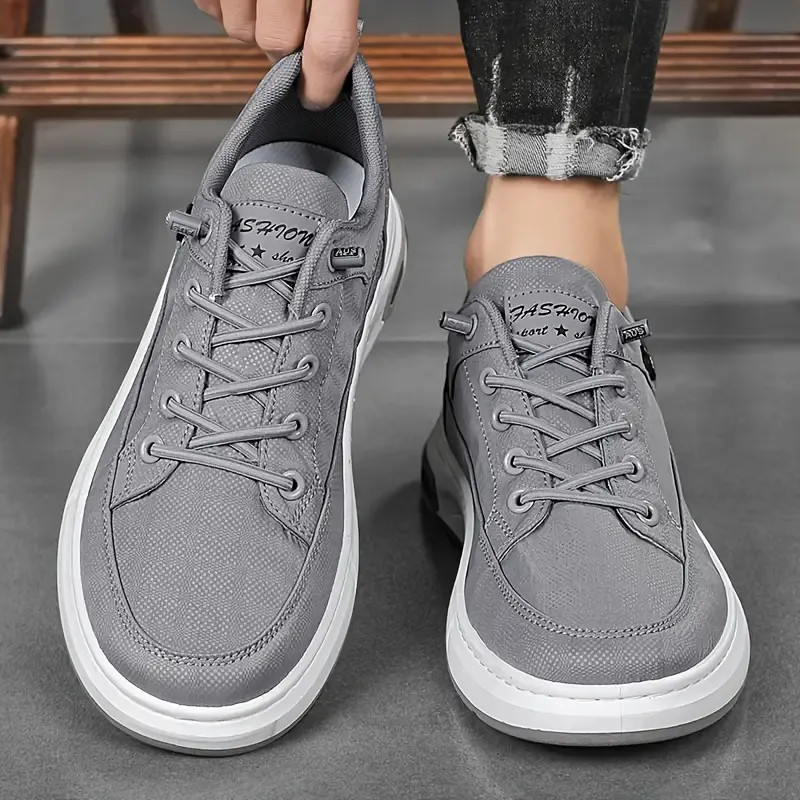 Low Top Sneakers: Casual White Men's Shoes with PU Upper and PVC Sole