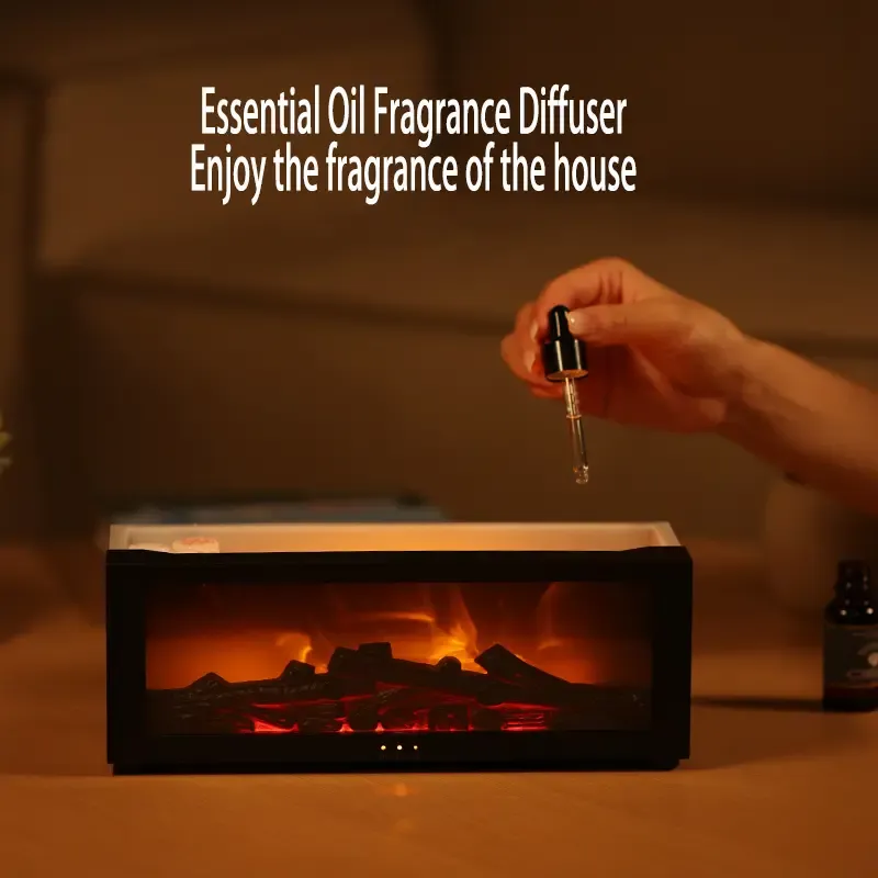 USB Powered Flame Fireplace Diffuser - 1pc Simulated Flame Aroma Humidifier for Bedroom, Home, Office - Long-Lasting Ambient Lighting, Innovative Ice and Fire Effect, Ideal Holiday and Christmas Gift