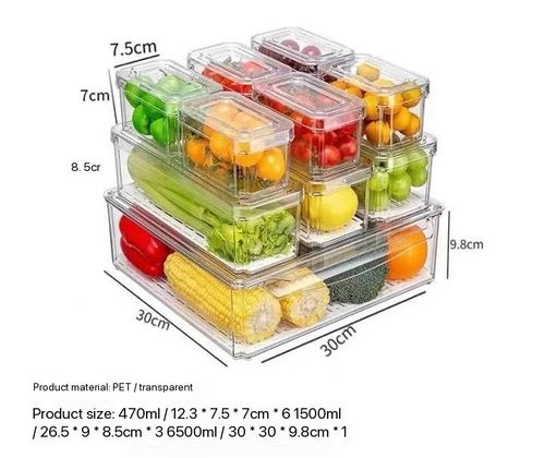 Collapsible refrigerator organizer with lid High transparent food grade Pet organizer Kitchen storage box