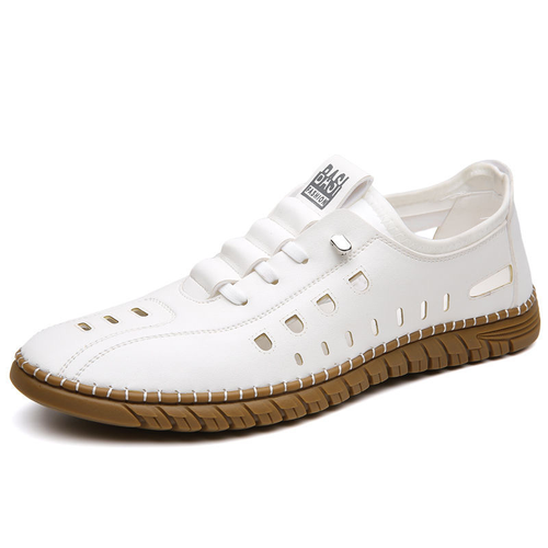 Men's summer thin, breathable and casual perforated leather shoes
