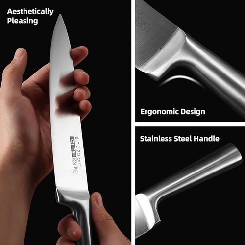 5-Piece Professional Kitchen Knife Set, Integrated Ergonomic Handle with High Carbon Stainless Steel Blades - Sharp Chef Knife Set for Multipurpose Cooking, Gift Box Included