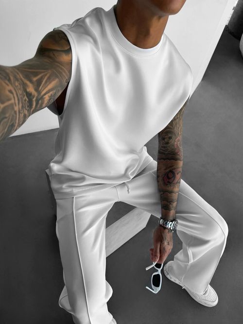European and American sports casual trousers vest suit loose sleeveless T-shirt fitness suit