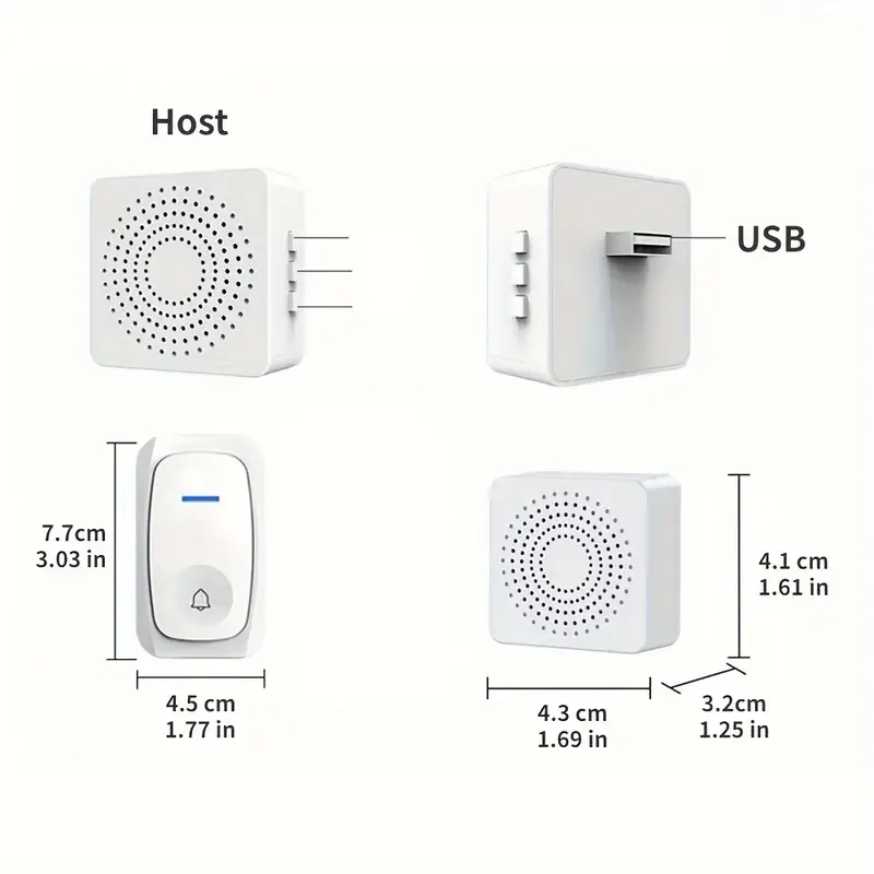 1pc Mini Smart Home USB Wireless Doorbell, 38 Kinds Of Chime Switching Smart Doorbell, Outdoor Electronic Doorbell, Long Distance Remote Control Doorbell, Doorbell Wireless Call Doorbell